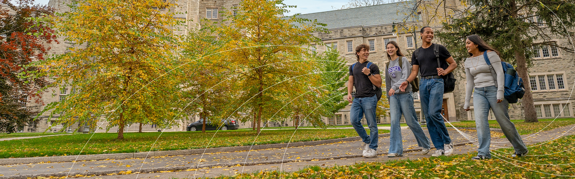 Students walking on Western University campus